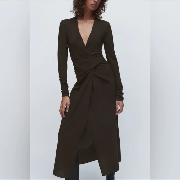 Zara wool blend draped dress